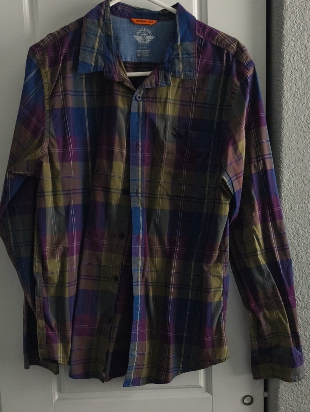 Dockers Multicolor Plaid Lightweight Shirt Jacket - Blue, Purple, Olive